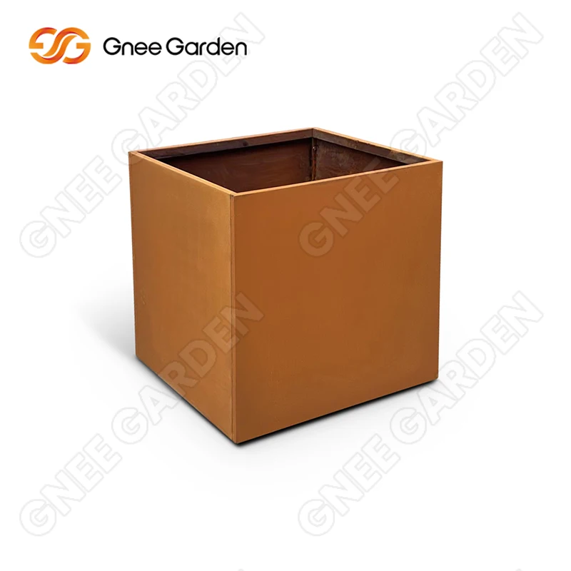 Modern corten pots outdoor box corten steel cube planter