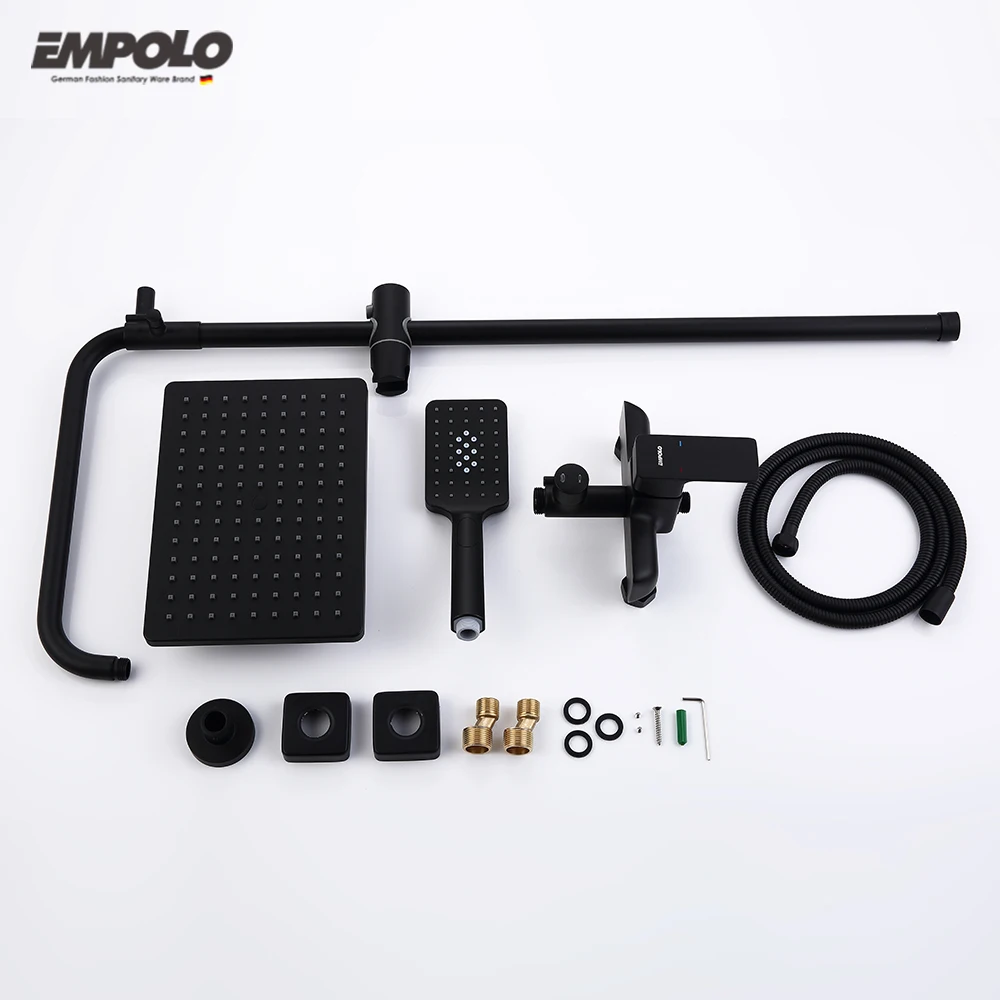 Empolo Bathroom Products Modern Brass Hot And Cold Faucet Rainfall Shower Set Bath Room Mixer Head Rain Shower Mixer Set