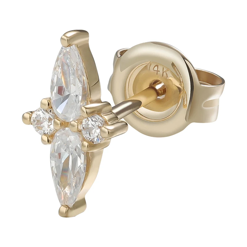 Giometal Elegant 14kt Solid Gold Studs Luxury Fine Body Jewelry Factory Helix Tragus Daith Cartilage Earrings Back Piercing