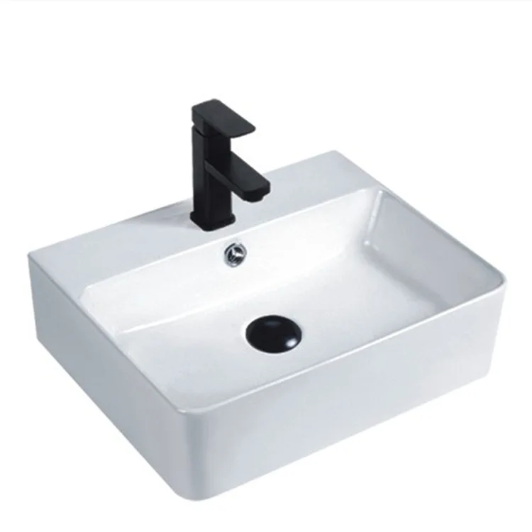 New washroom fashion sanitary ware light luxury design rectangle shape ceramic sink basin
