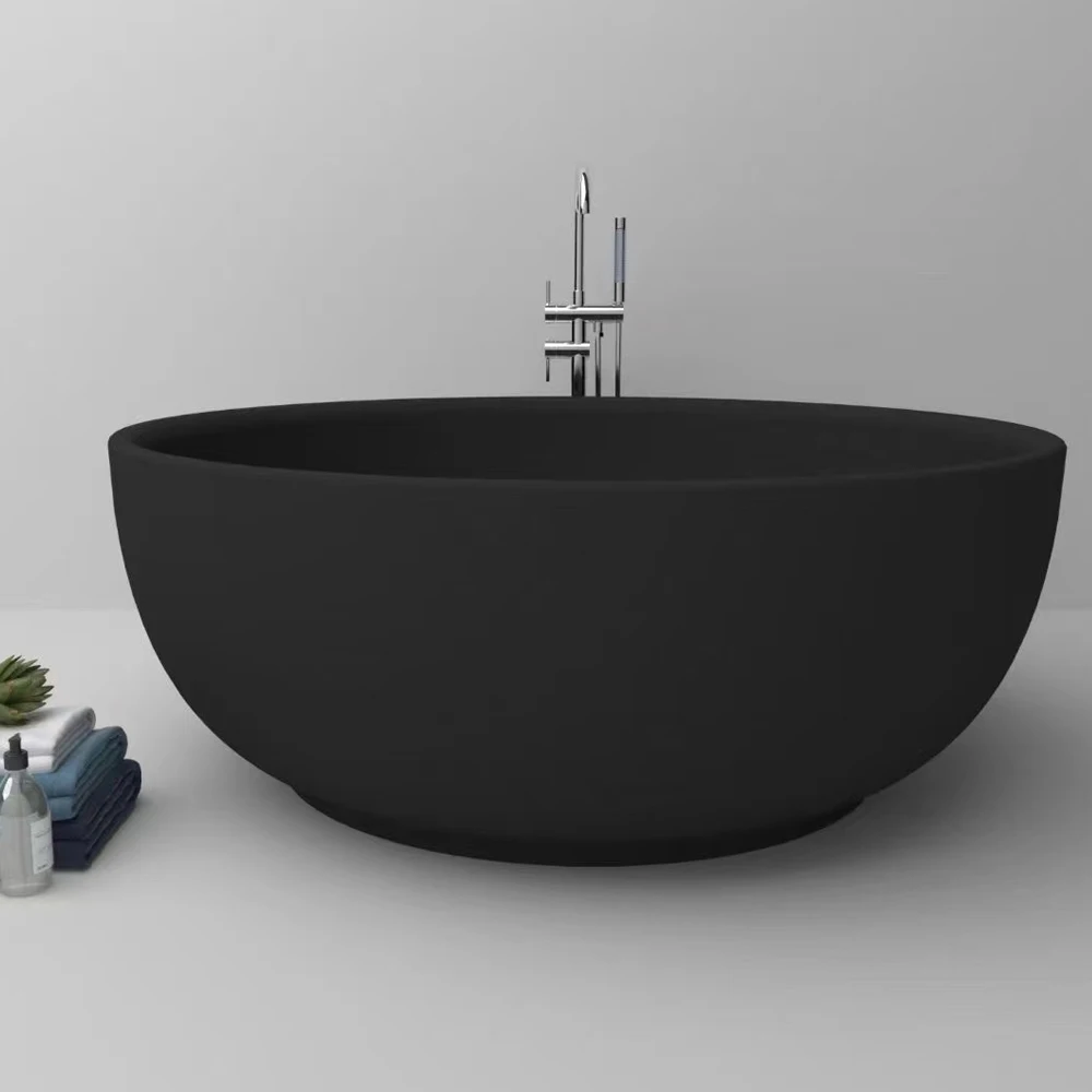 Черная матовая отдельно стоящая роскошная ванна из искусственного камня акриловая твердая поверхность