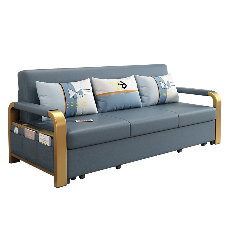 Modern Living Room Apartment Furniture Metal Frame Foldable Sofa Cum Bed With Storage Luxury Folding Sofa Bed