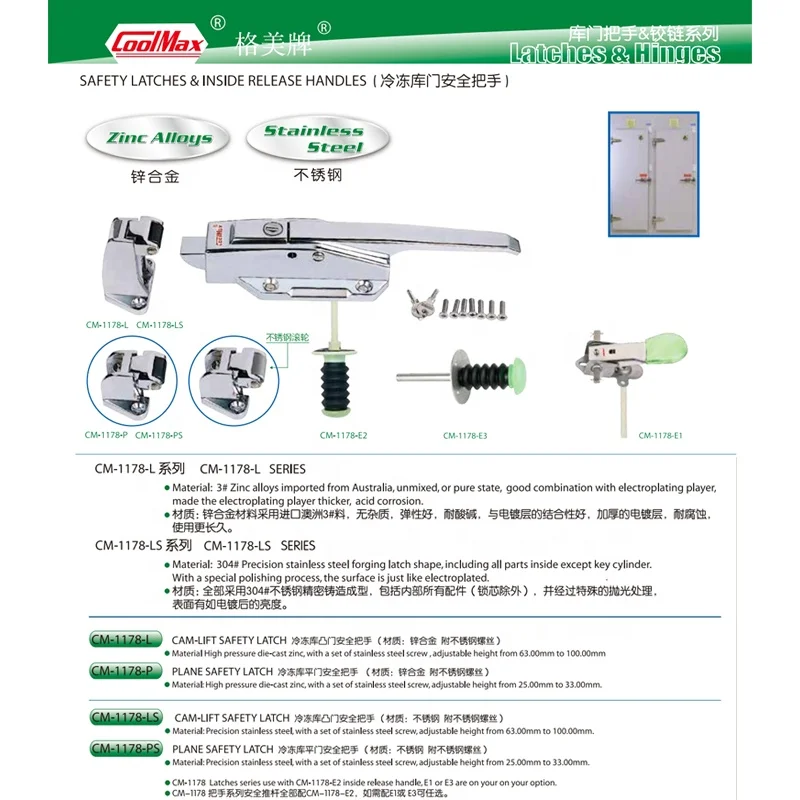 Прочный CM-1178-LS из нержавеющей стали CM-1178-PS предохранительный фиксатор для холодильных систем