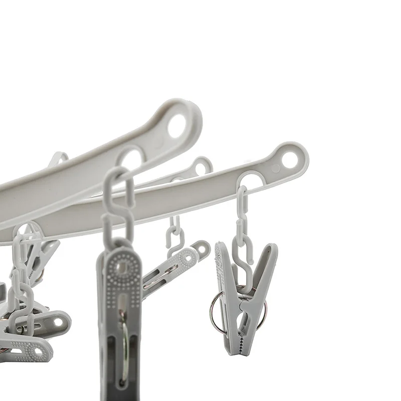 Hanser  20 Clips Plastic Clothes Hangers Clothing Folding Sunning Hanger Cloth Round  Airer Indoor Outdoor Foldable Drying Rack