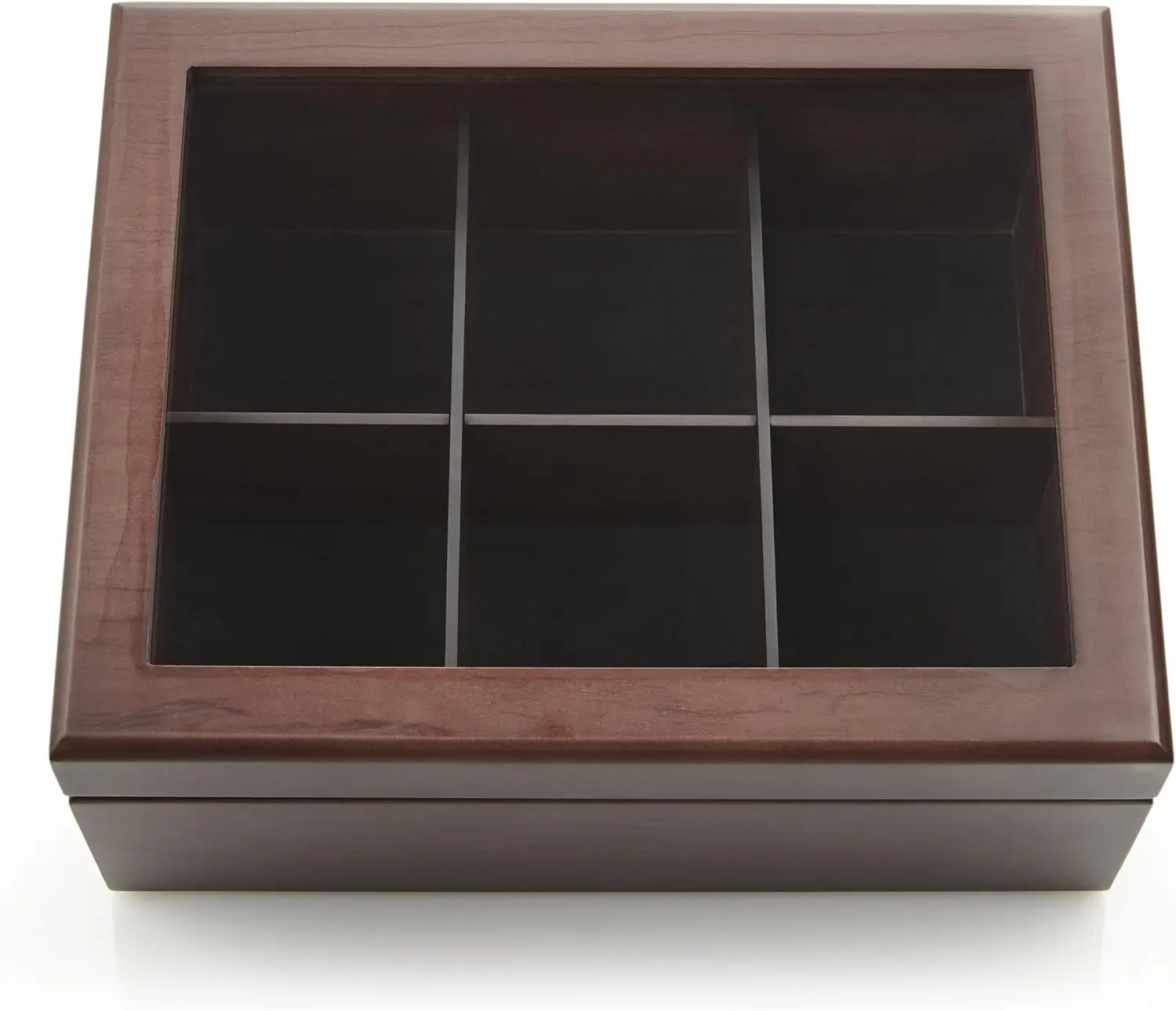 Teak Tea Box - Luxury Wooden Tea Bag Organizer from The Apace Premier Collection - 8 Compartment Tea Storage Chest Container