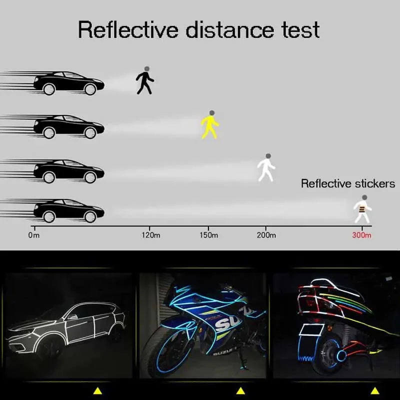 High Reflective Sticker Tape 8m*1cm Bike Fluorescent Warning MTB Stickers Cycling Bicycle Tapes Helmet Motorcycle Scooter DIY