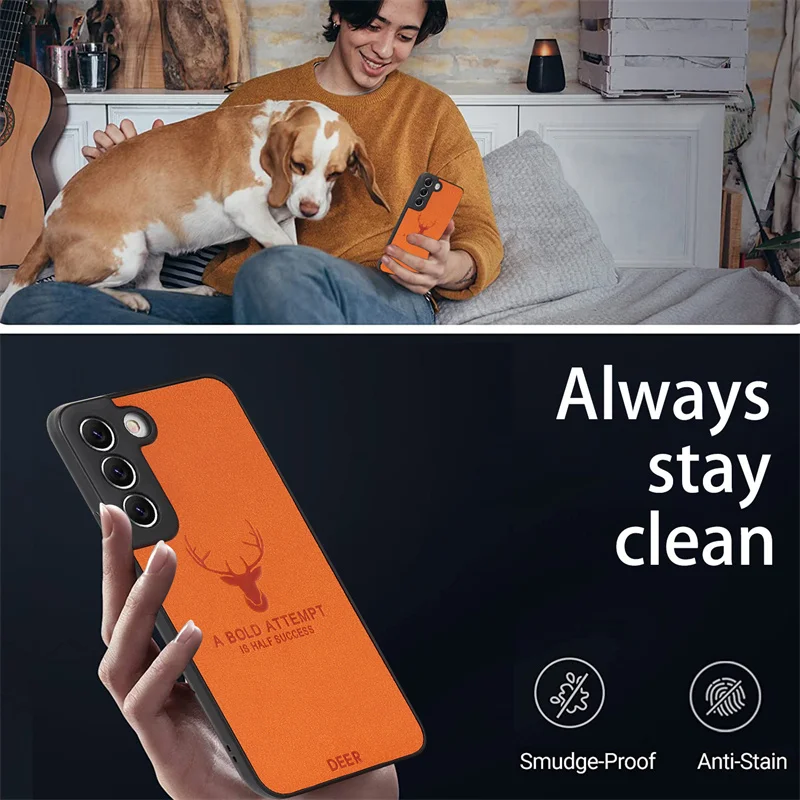Luxury Deer Design PU Leather Back Cover Soft TPU Bumper Phone Case For Samsung Galaxy S22 Ultra S21 A51 A71 A72 A52 A32 A53