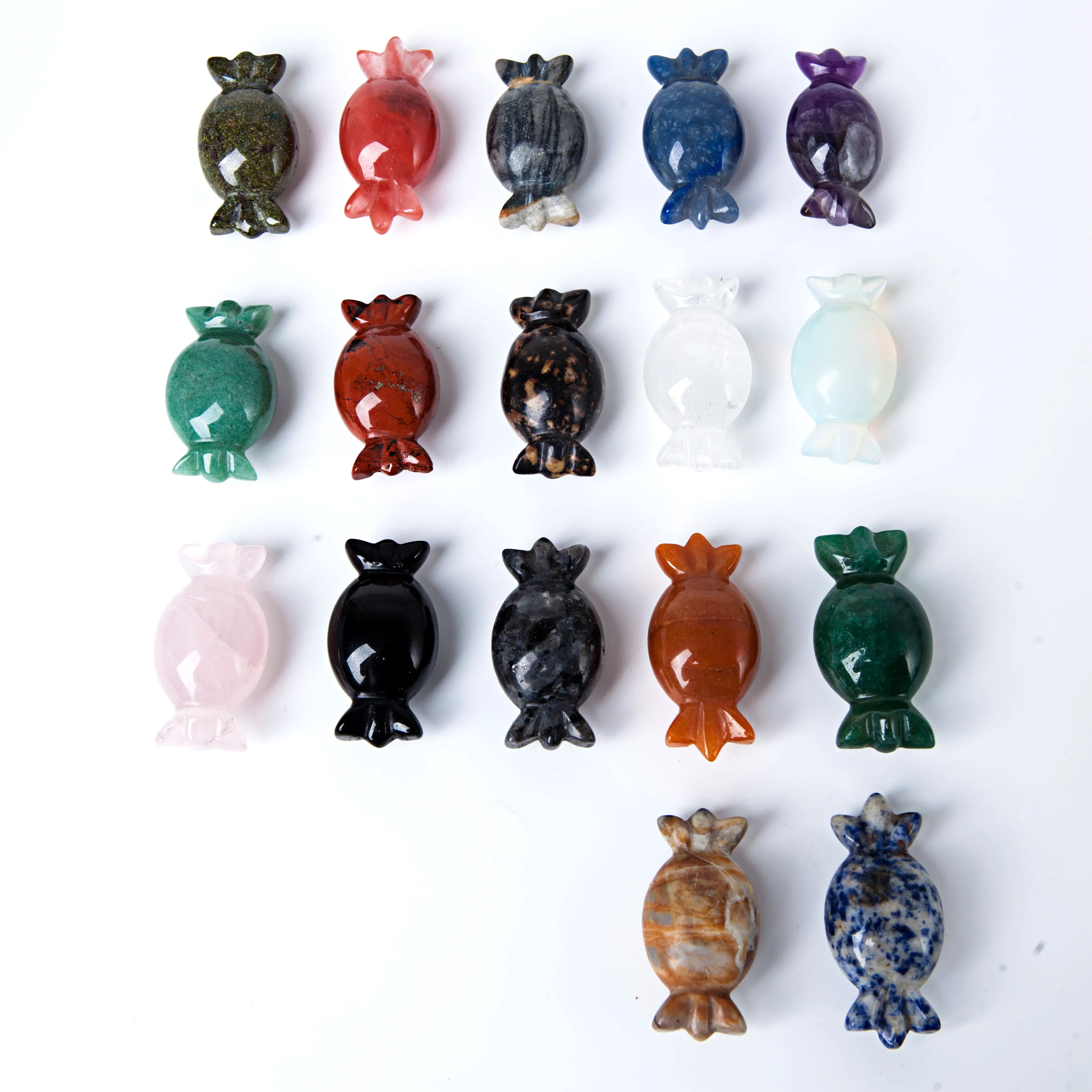 Wholesale Hand Carved Natural Gem Stone Rose Quartz Sweets Crystal Candy of Christmas Gifts