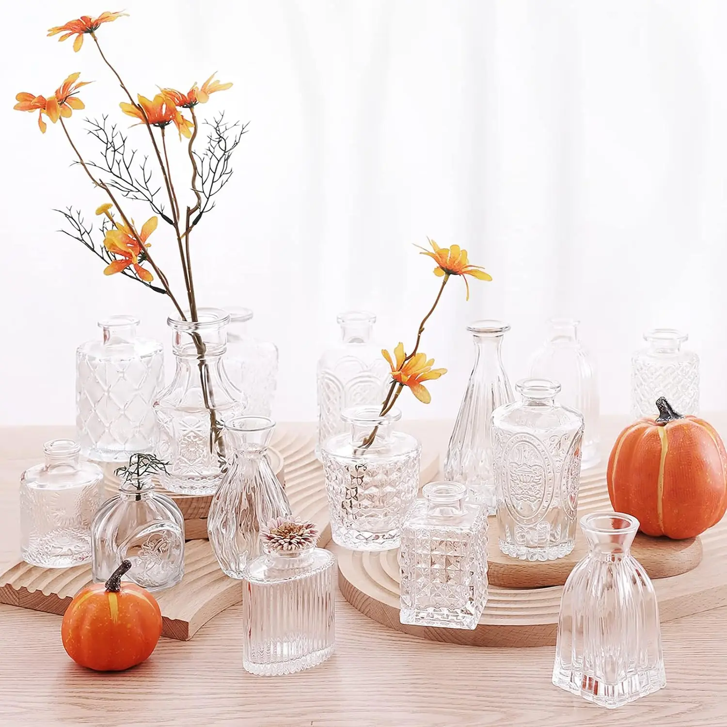 Nordic Style Glass Bud Vases - Set of 30 Small Clear Vases for Rustic Wedding Decorations and Home Table Centerpieces