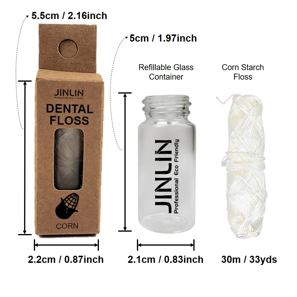 30m Eco Plastic Free Biodegradable Oral Care Vegan Corn Natural Mint Bamboo Charcoal Dental Floss