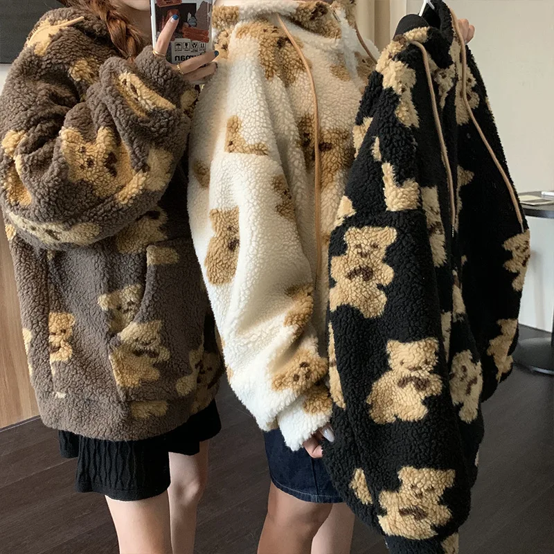 2020 горячая распродажа женские толстовки на молнии Teddy bear пальто Harajuku свободные Kawaii одежда женская корейская толстовка moleton masculino худи для
