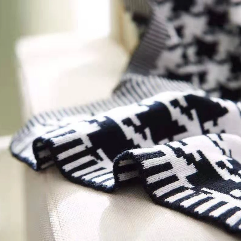 100% cotton tartan  knitted woven jacquard throw blanket