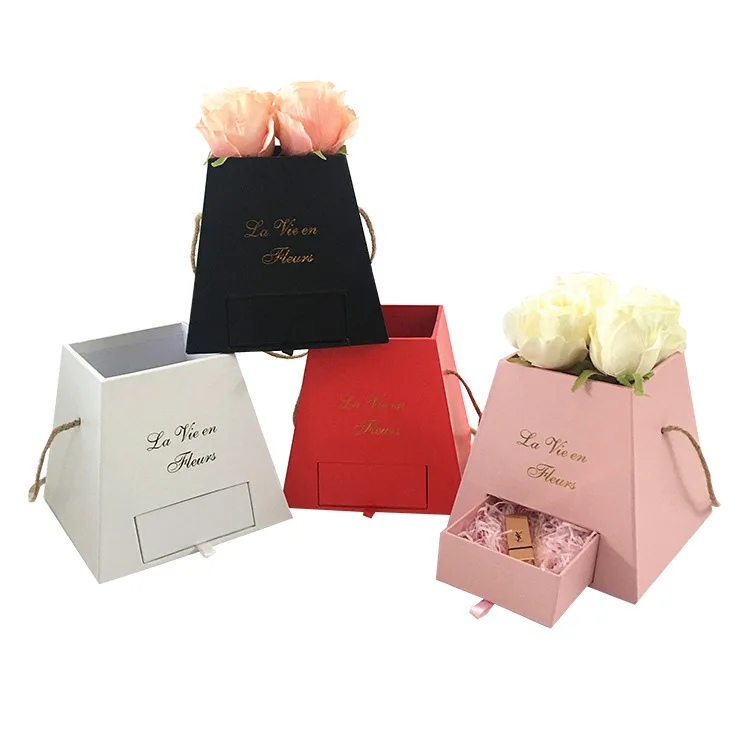 High quality flower jewelry packing box cake and flower gift box rose box with drawer