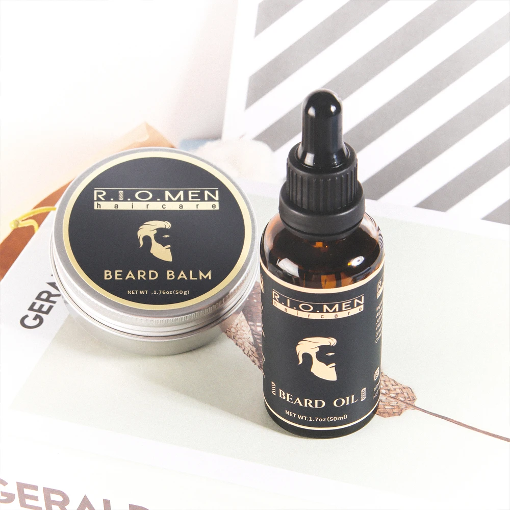  Private Label Custom OEM Dropshipping Natural Organic Vegan Men Gift Set Beard Growth Oil And Balm