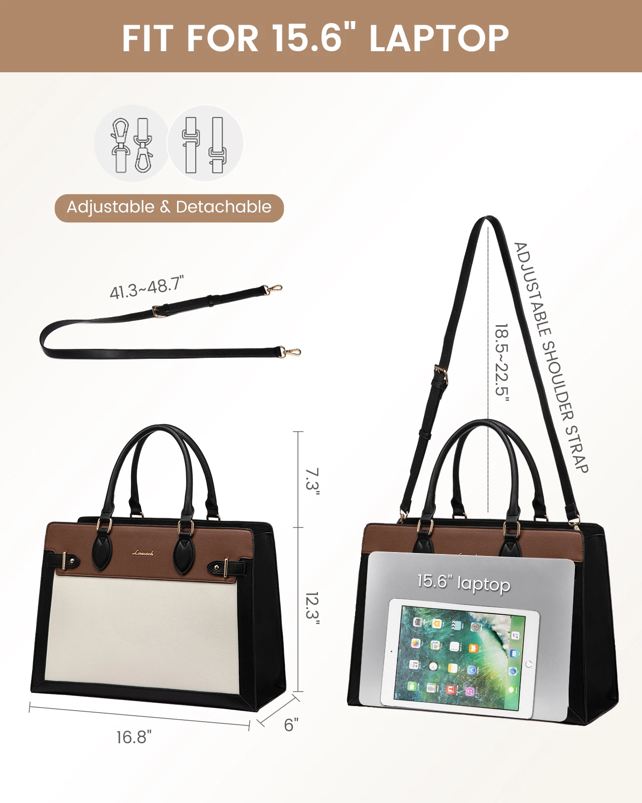 LOVEVOOK wholesale custom Work Business Briefcase for women office travel purses and handbags ladies 15.6 17in laptop tote bags