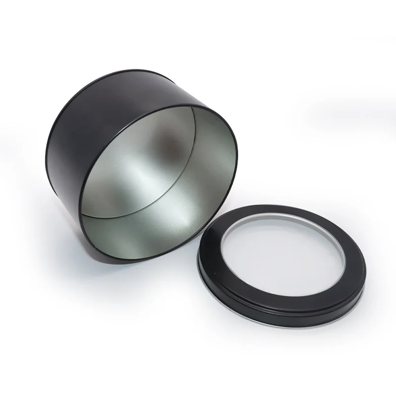 Custom Food Grade Airtight Small Tea Coffee Container Metal Round Tin Box/Can With Clear Window