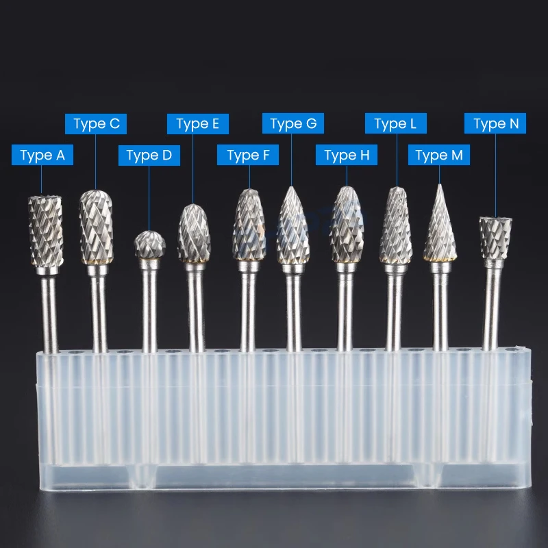 C type cylindrical grinding tungsten carbide  rotary burrs set cutter with end cut for wood carving and metal polishing