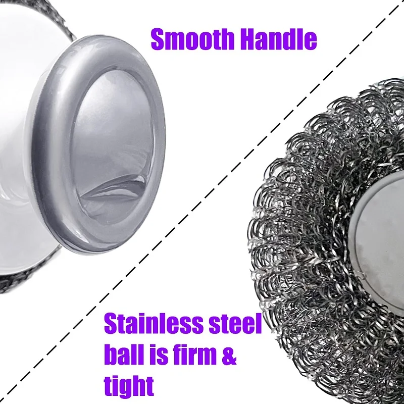Kitchen cleaning brush with handle steel wire cleaning ball brush dishwasher pot brush stainless steel washer