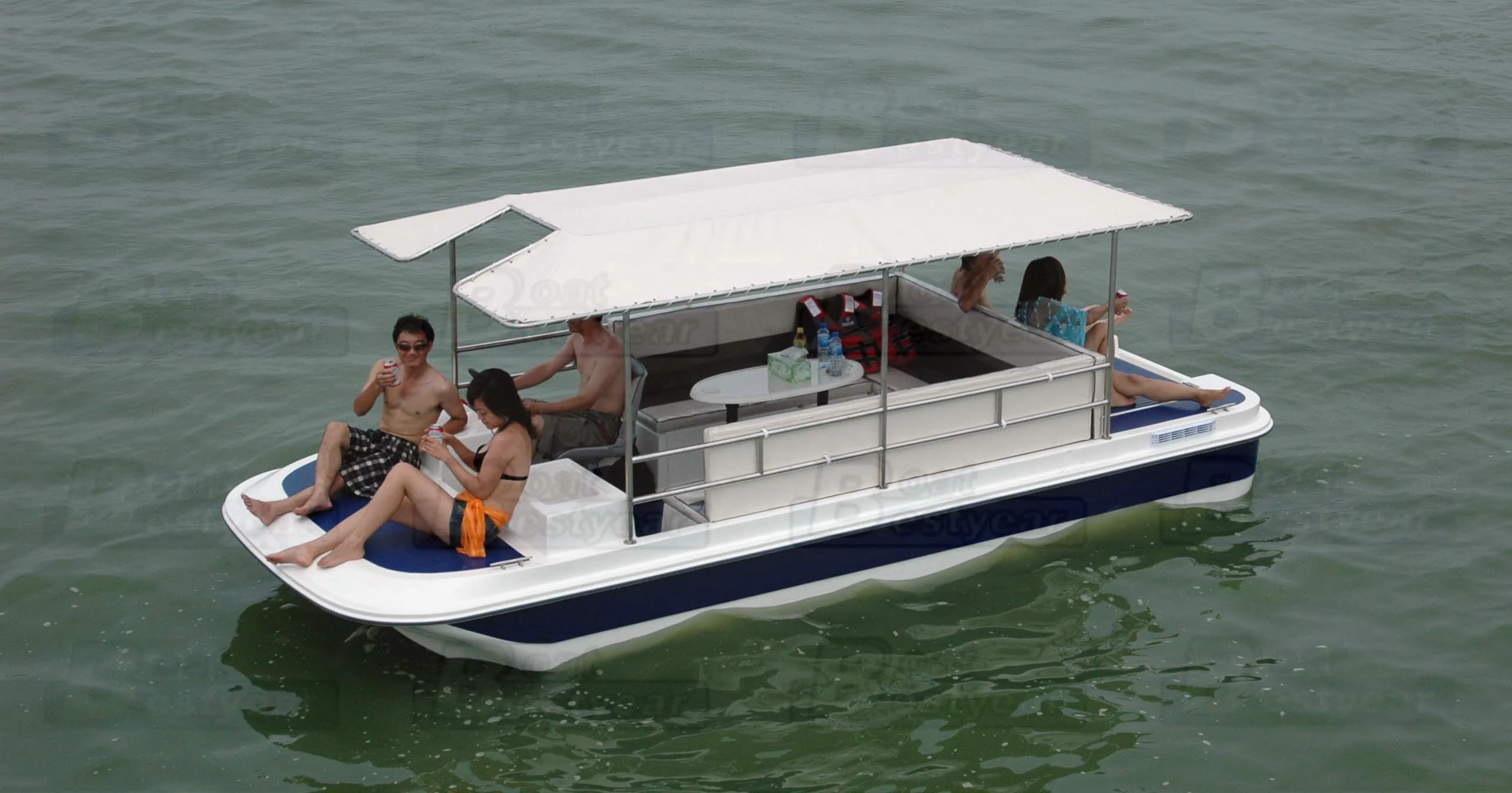 fiberglass electric catamaran pontoon boat 550 open