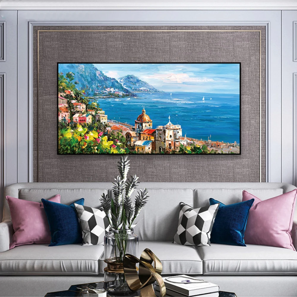 Large Modern Landscaping Decor Canvas Painting Palette Mediterranean Canvas Bedroom Pictures oil paintings handmade