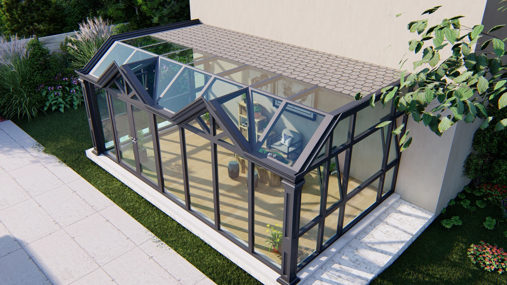 Waterproof Sunroom Pergola Easily Assembled Aluminium Opening Patio Motorized Louver Roof Pergola Pavilion