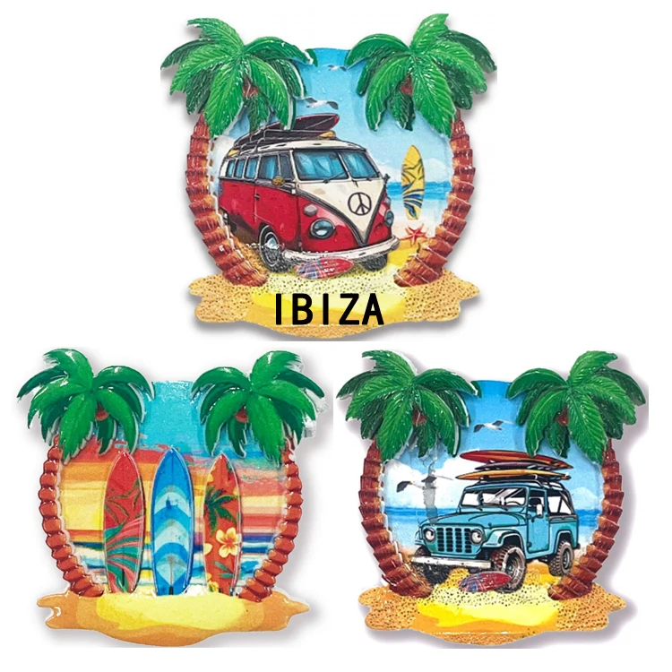 Фабричный логотип 3D-печать морской пляж смола Испания остров сувениры ibiza магнит на холодильник
