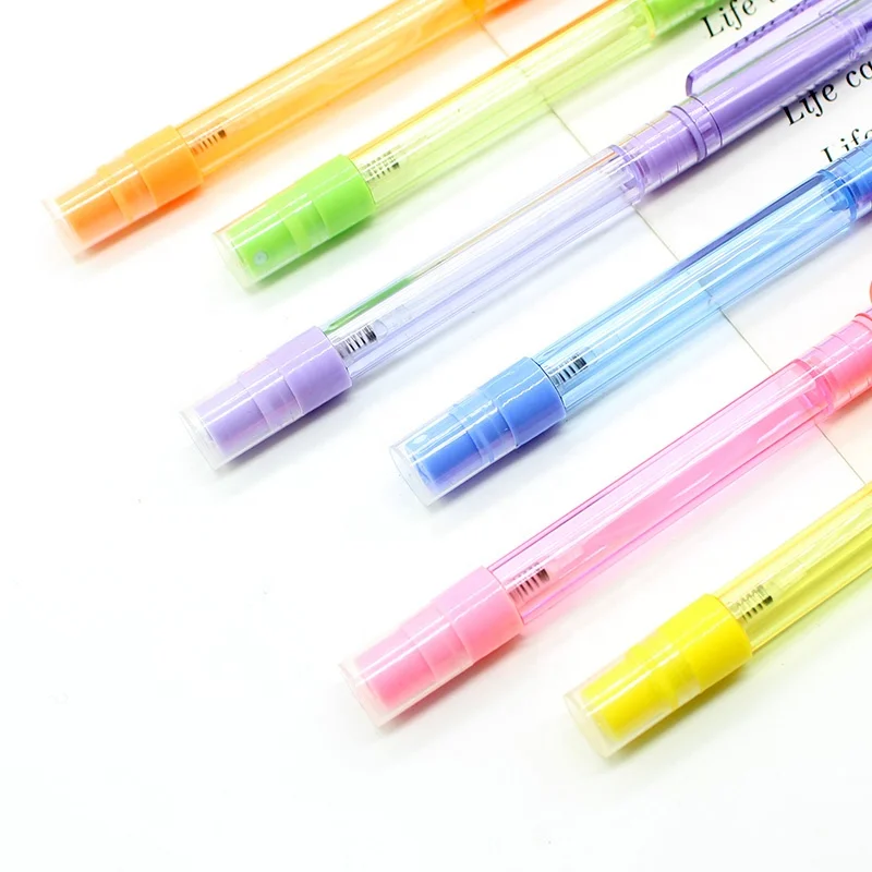plastic multi function spray pen colorful phone holder highlighter with transparent body