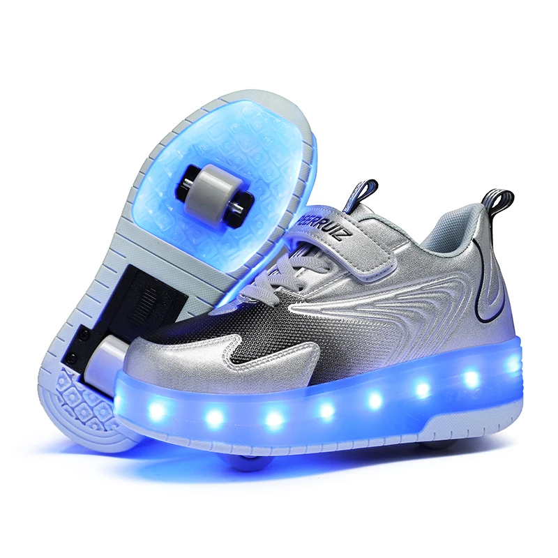 Kids Roller Shoes With Retractable Wheels Premium Skate Shoes Girls USB Rechargeable LED Sneakers for Boys T
