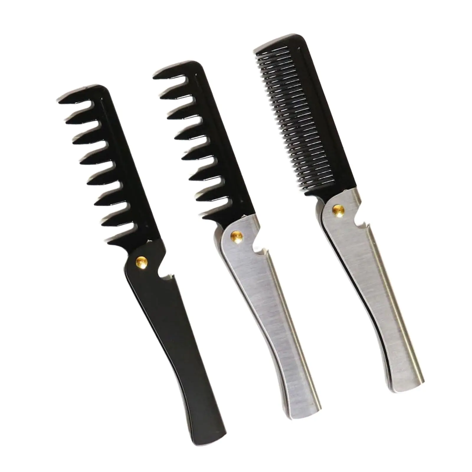 Best Selling Black Wide Tooth Beard Metal Comb Private Label Pocket Size Fine Tooth Beard Brush Professional Men Grooming Comb
