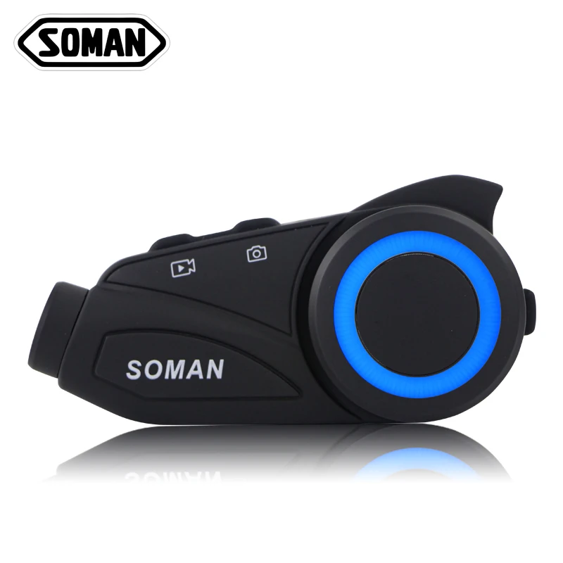 SOMAN M3 Waterproof 6 Riders Motorcycle BT & WIFI Recorer Helmet Intercom Interphone with 1080P Lens DVR