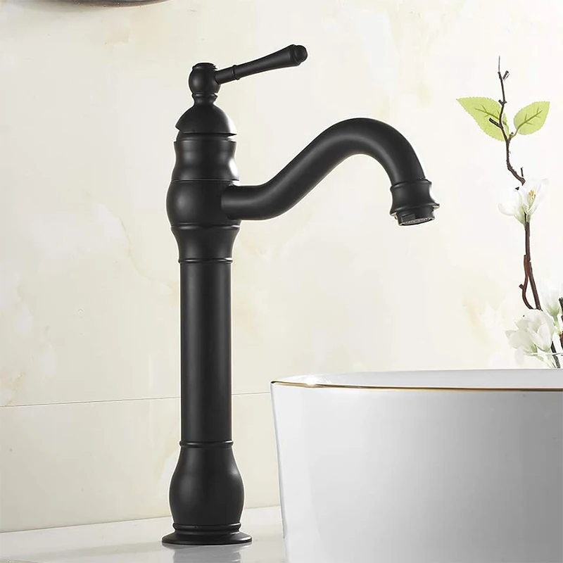 Solid Brass Tall Toilet Basin Faucets Brushed Water Tap for Bathroom Sink Vanity Washbasin Faucet with Hot Cold Water Mixers Tap