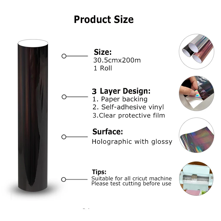 High Quality Holographic Sign Making Craft self.adhesive vinyl  For DIY Decorations Sticker