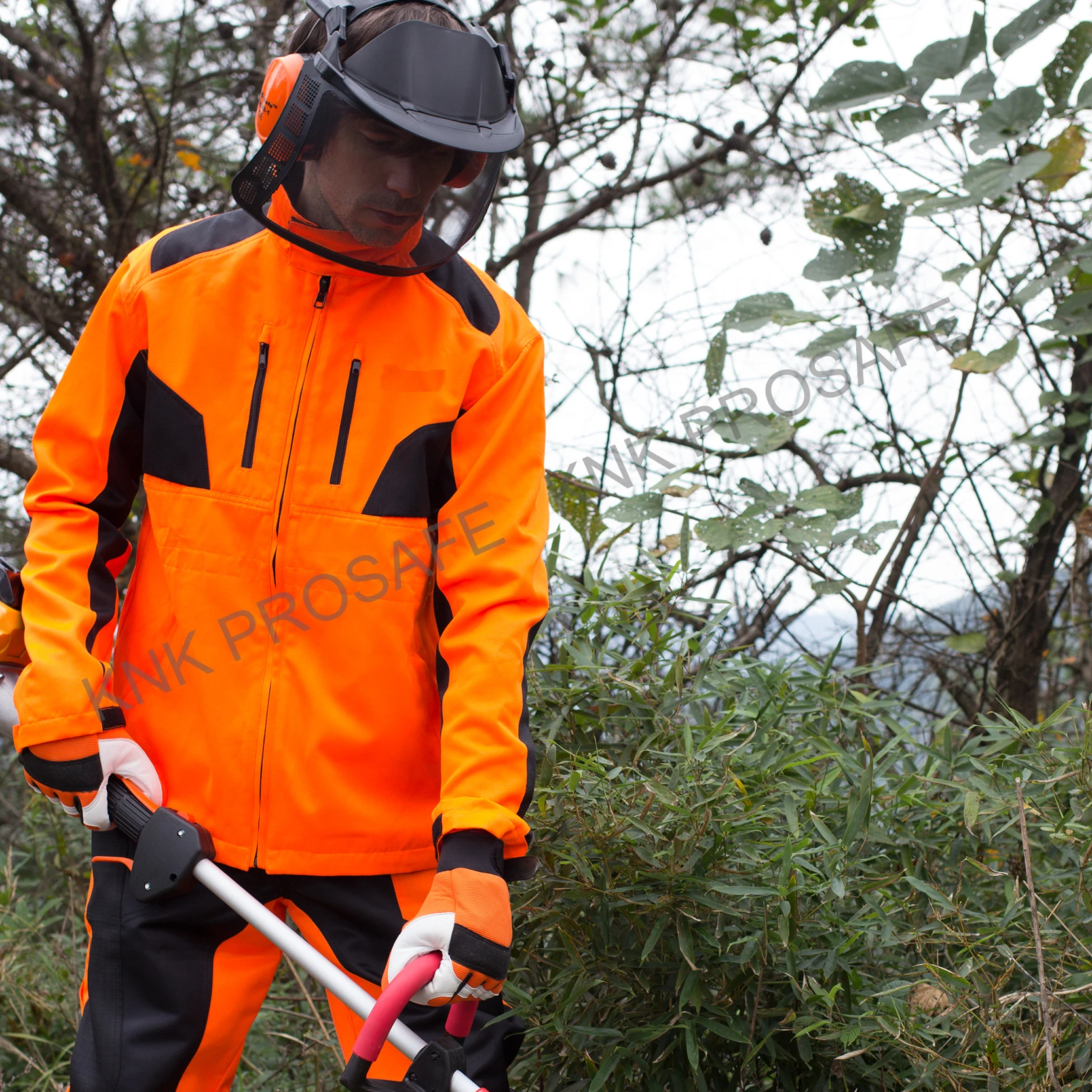 Forest high quality Garden Brush Cutter Safety Set Kit With Jacket Workwear Visible Jacket Trousers Earmuffs Gloves