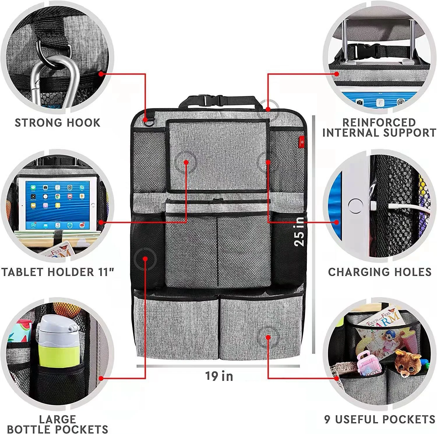 Waterproof  Protective Covers Rear Seats Car Backseat Hanging Storage Bag Organizer Multifunctional Folding Car Storage Bag