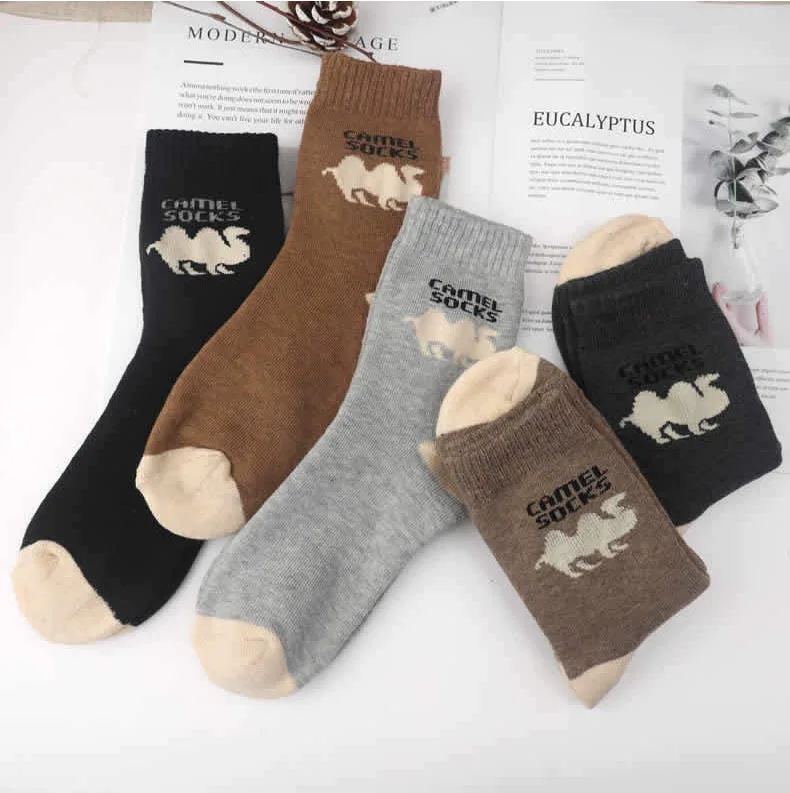 Camel Pattern Towel Socks Wool Socks New Style Thick Warm Autumn And Winter Crew Socks Wholesale
