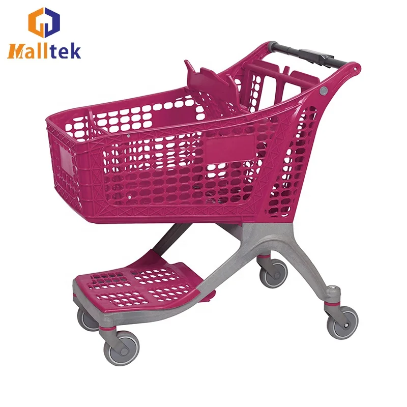 Hot Sale Customized Grocery Store  Foldable   Rure Plastic Shopping Trolley Cart
