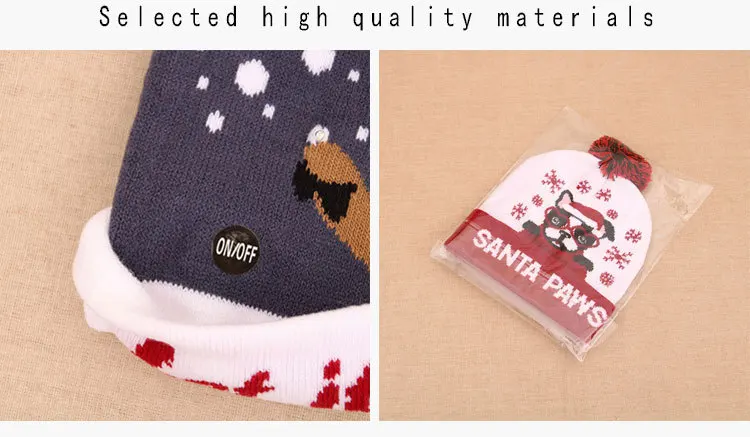 Оптовая продажа, рождественские украшения, Новогодняя светодиодная светящаяся фетровая детская Рождественская шляпа, шапка Санты с подсветкой