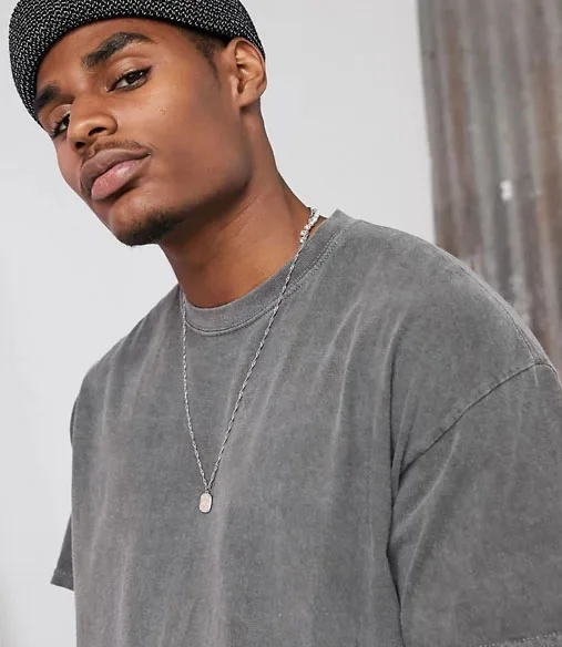 vintage custom acid wash oversized black blank t-shirt weight heavy tee shirt thick cotton stone washed t shirts