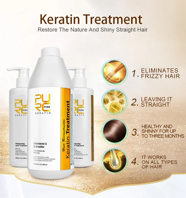 PURC Keratin Treatment Pure Keratin Treatment Anti Frizzy Dry Hair Repair Nourish Brazilian Keratin