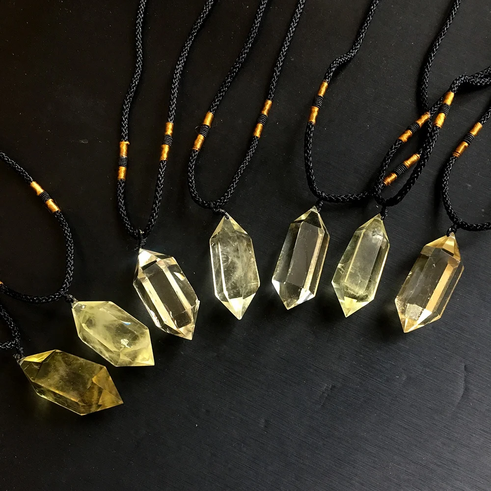 
natural Citrine quartz Necklace crystal point pendant 