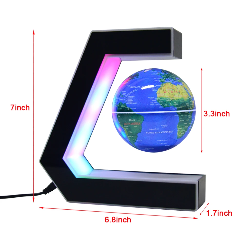 Levitating floating Globe with World Map,Magnetic Rotation Float Globe with Colorful Led Light