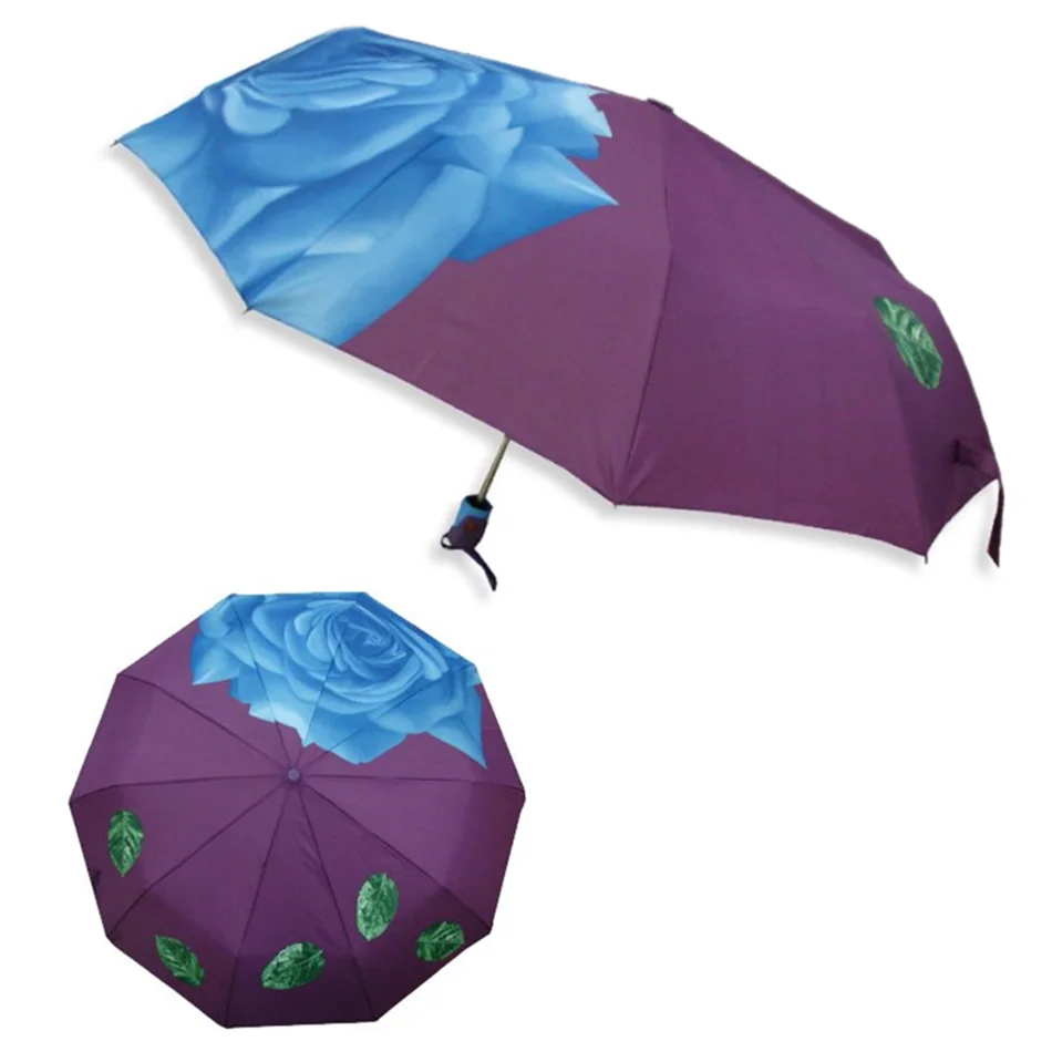 Auto Open and Close Custom with Logo and Color Design Easy to Carry Personal Sun Protection 3 Foldable Mini Pocket Umbrella