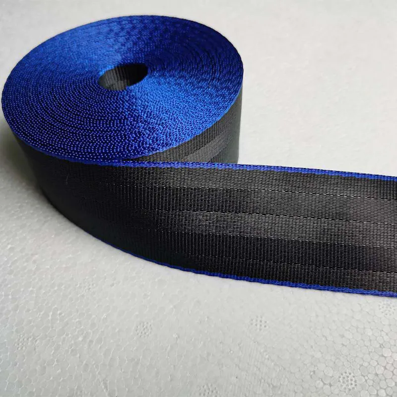 47mm Yellow and black high breaking strength polyester webbing for car safety belt