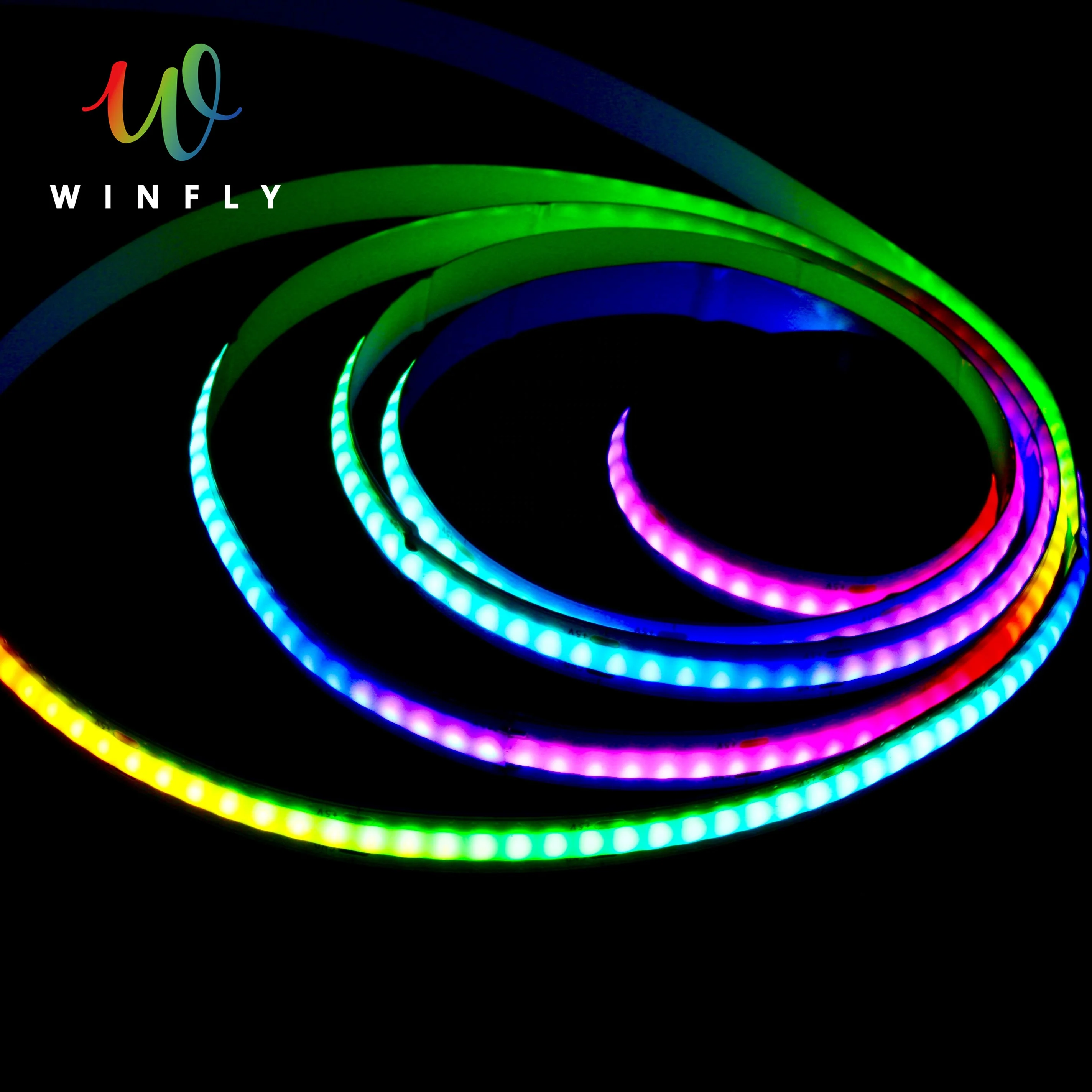 Flexible COB LED Strip Light RGB Rainbow WINFLY210 with Remote Control Lighting for Decoration Bedroom Car House