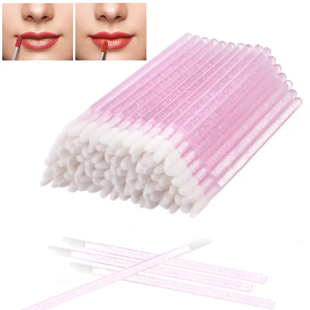 Beiqili Makeup Brush Disposable Lip Brush Lip Gloss Applicators Lipstick Wands Tool Kits for Lip Gloss Tubes Containers