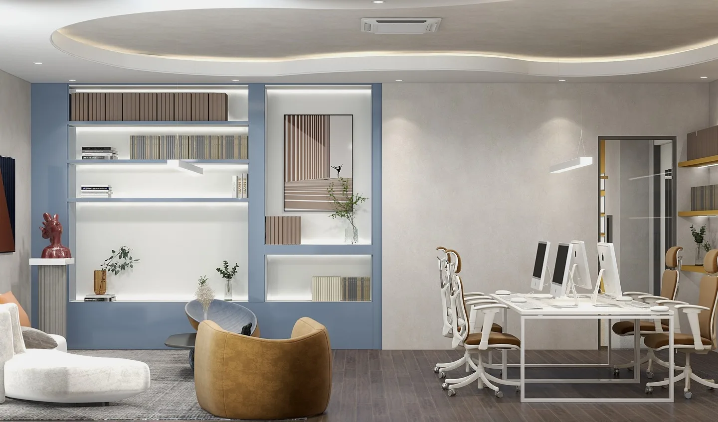 Fashion Modern Customizable Quality Standard Office Design Modular Studio Decoration Rendering