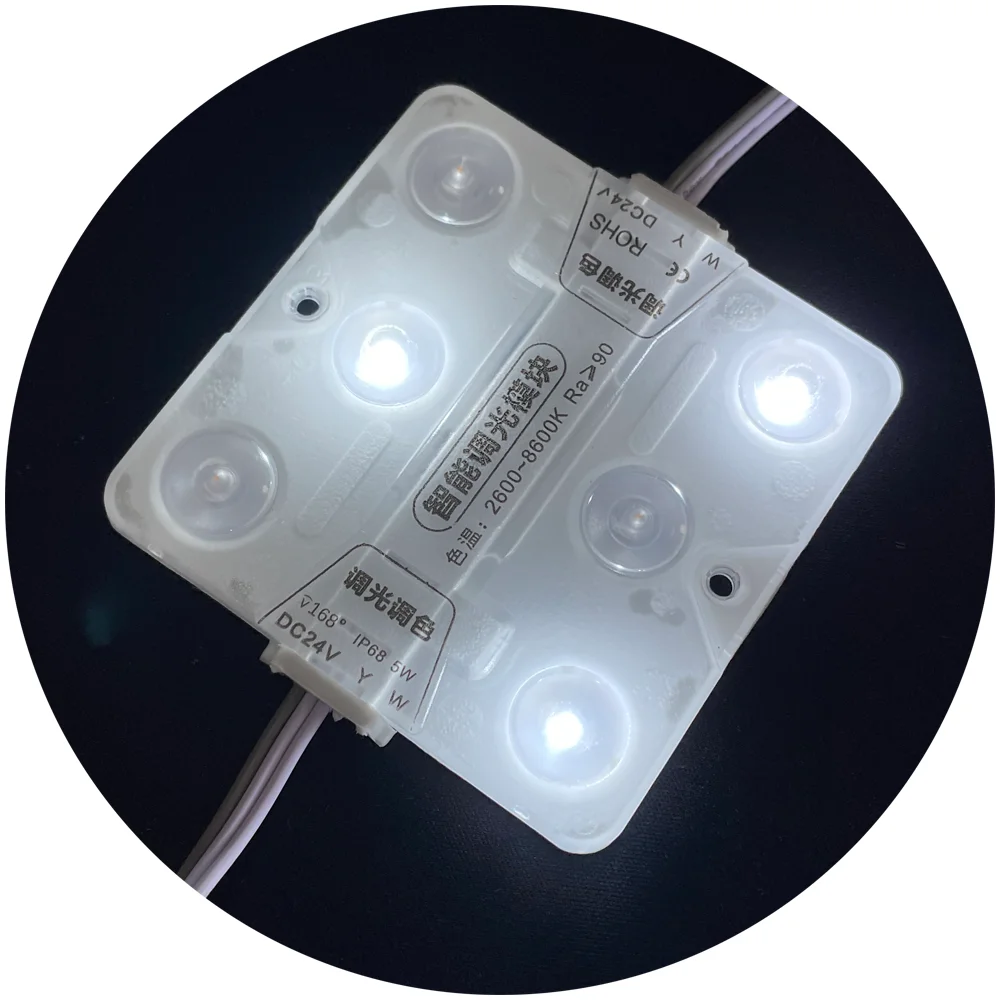 CCT adjust dural color 68x68mm 3.6w DC12V DC24V lens waterproof IP67 led module for light box