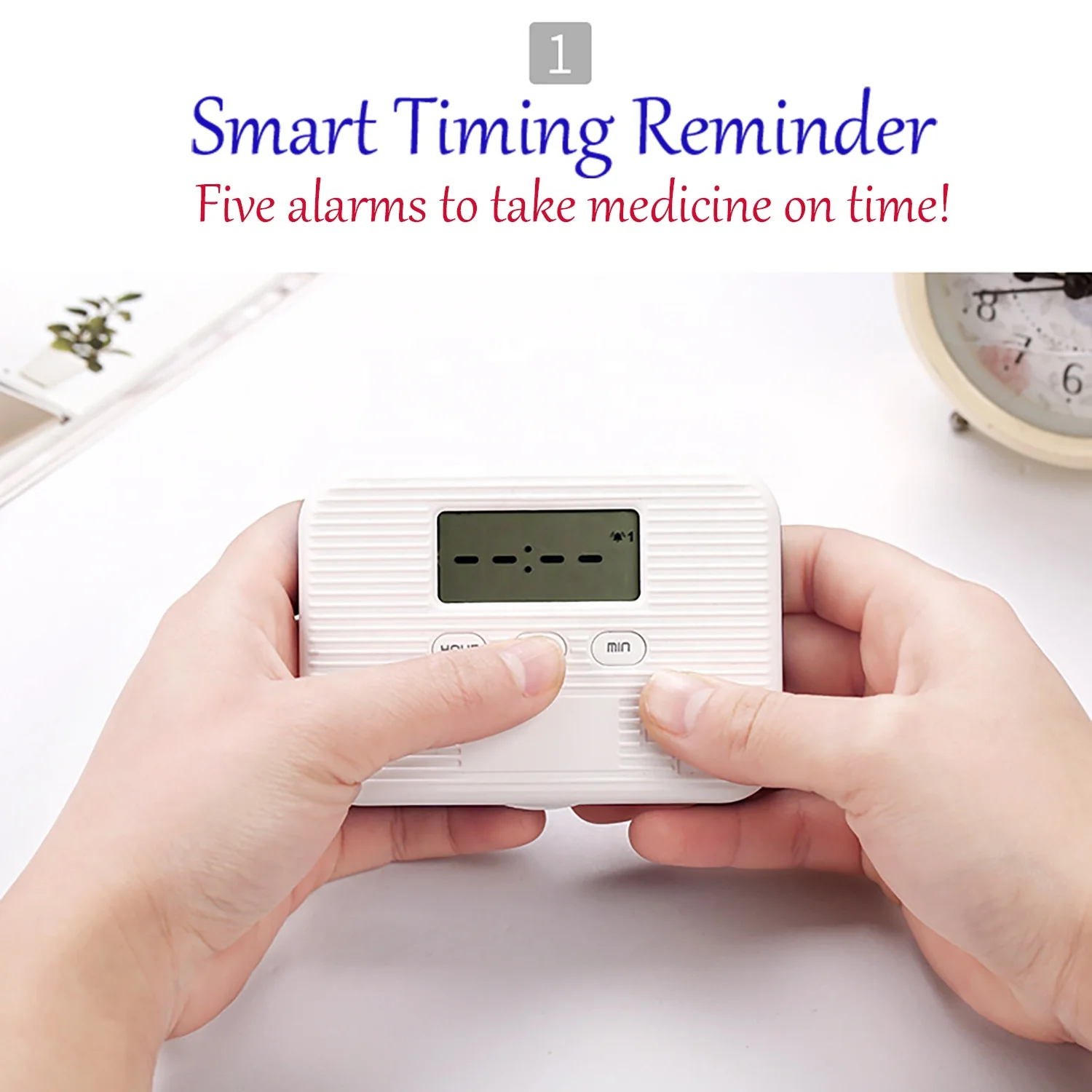 LCD Digital Pill Box Timer with Electric Alarm Mini Weekly Pill case Organizer Medicine Pill Box case