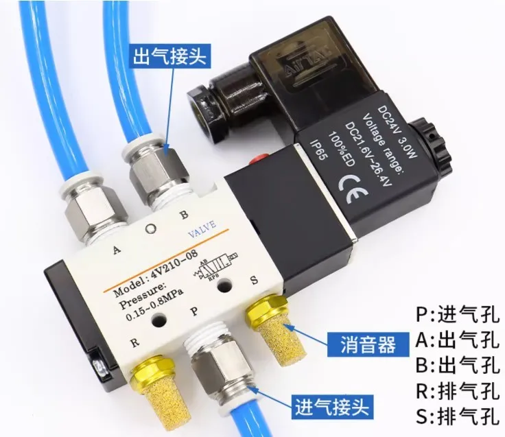Hot selling 4V210-08 solenoid valve cylinder two position five way 220V 24V electric valve pneumatic valve