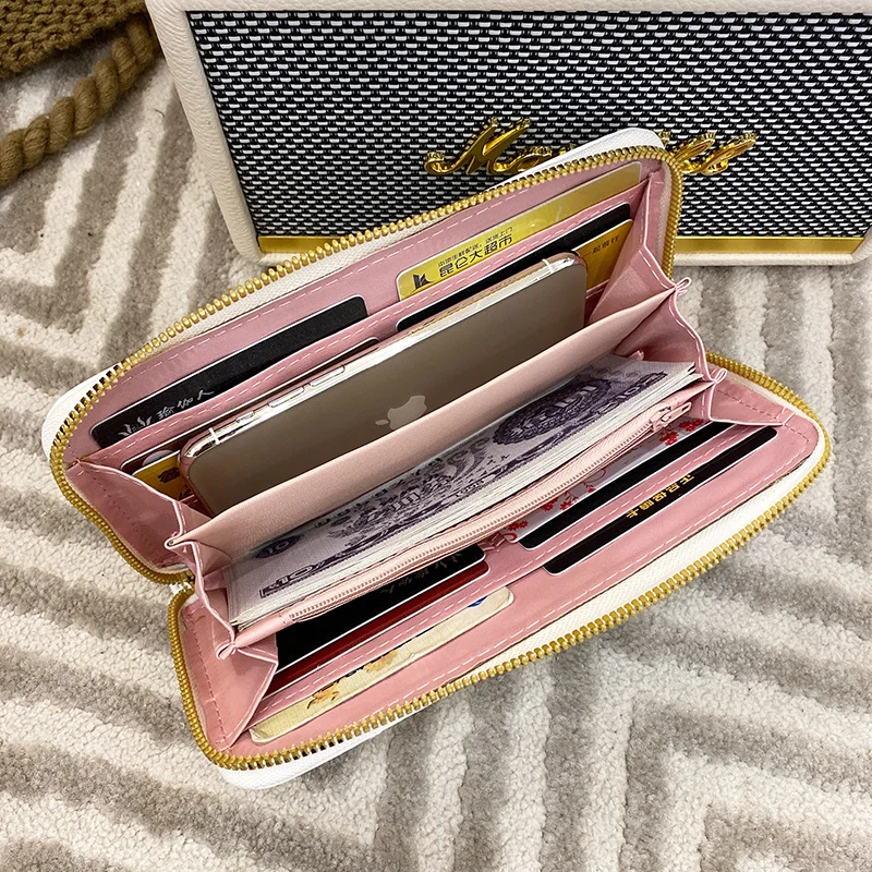 New elegance manufacture ladies long purse RFID Blocking pu leather Zipper womens credit card wallet